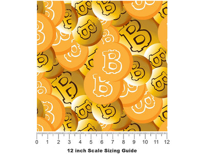 Gold Coins Technology Vinyl Film Pattern Size 12 inch Scale~Rwraps Gold Coins Technology Sizing Chart~3