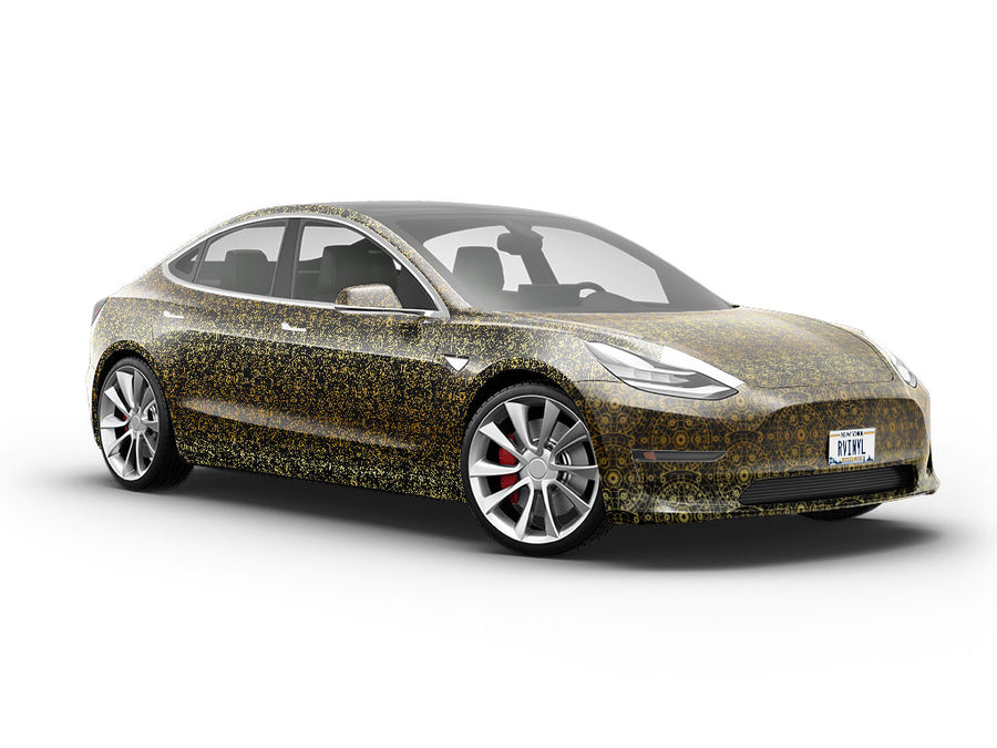 Gold Cylindrical Mandala Vehicle Vinyl Wrap