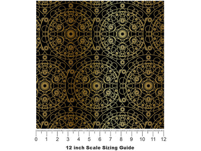 Gold Cylindrical Mandala Vinyl Film Pattern Size 12 inch Scale~Rwraps Gold Cylindrical Mandala Sizing Chart~2