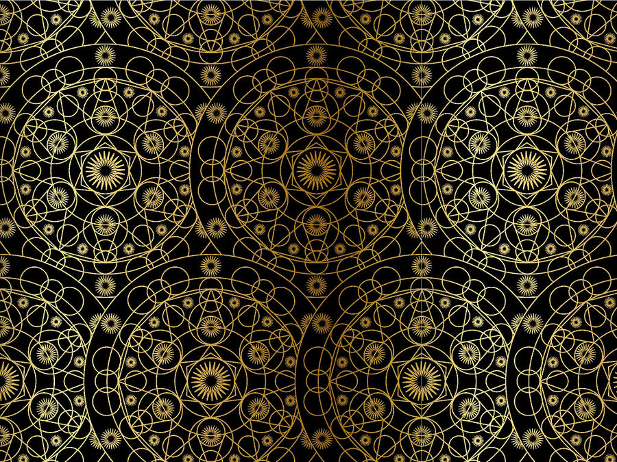 Gold Cylindrical Mandala Vinyl Wrap Pattern~Rwraps Series 914 Digitally Printed Vinyl Wrap~0