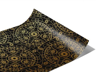 Gold Cylindrical Mandala Vinyl Wraps~Rwraps Series 914 Digitally Printed Vinyl Wrap~0