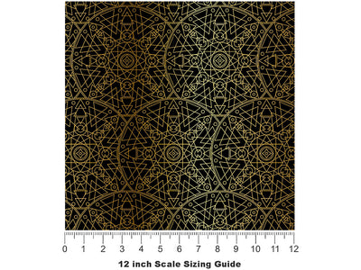 Gold Geometric Mandala Vinyl Film Pattern Size 12 inch Scale~Rwraps Gold Geometric Mandala Sizing Chart~2