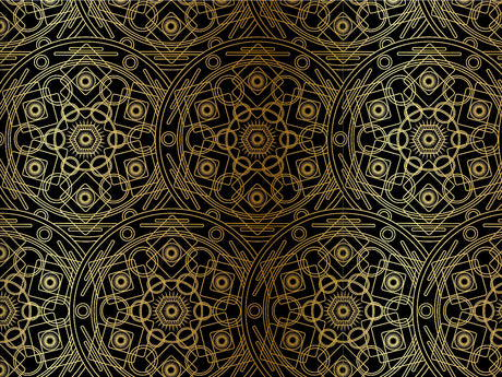 Gold Polygons Mandala Vinyl Wrap Pattern~Rwraps Series 914 Digitally Printed Vinyl Wrap~0