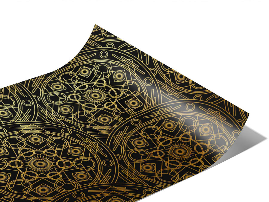 Gold Polygons Mandala Vinyl Wraps~Rwraps Series 914 Digitally Printed Vinyl Wrap~0