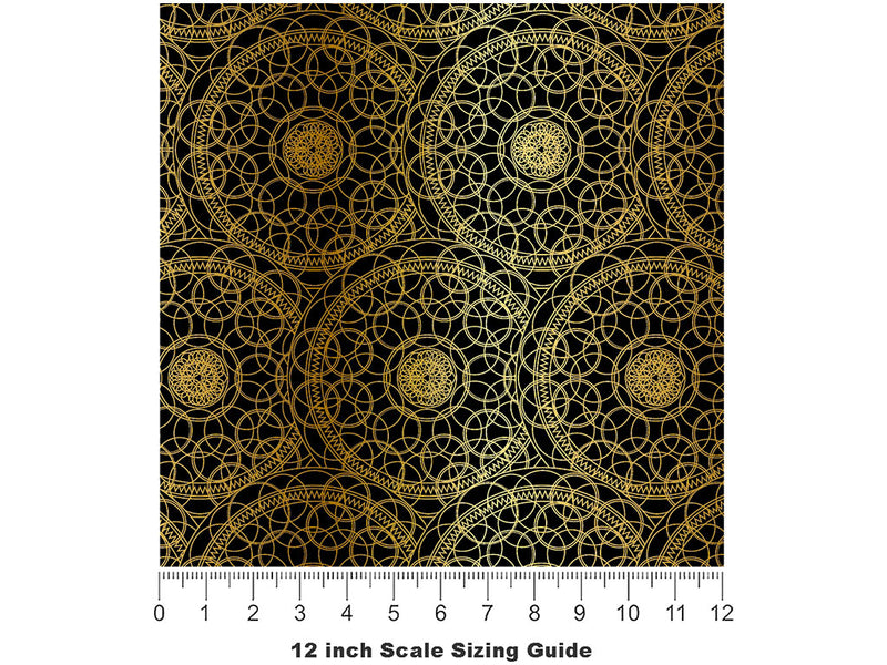 Gold Venn Mandala Vinyl Film Pattern Size 12 inch Scale~Rwraps Gold Venn Mandala Sizing Chart~2