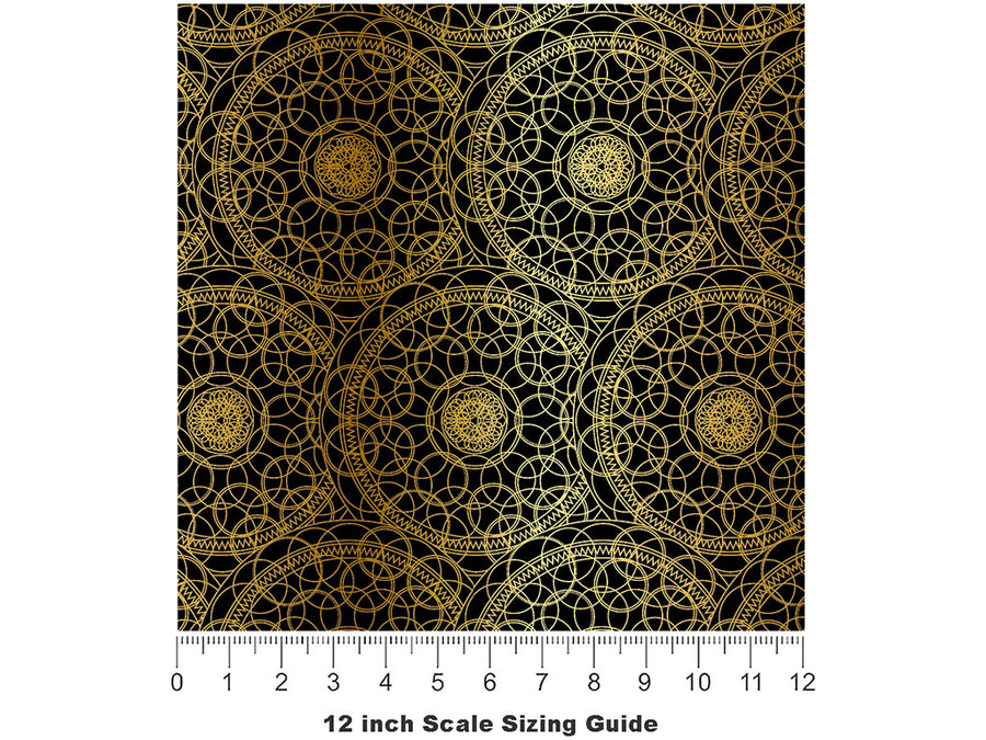 Gold Venn Mandala Vinyl Film Pattern Size 12 inch Scale~Rwraps Gold Venn Mandala Sizing Chart~2