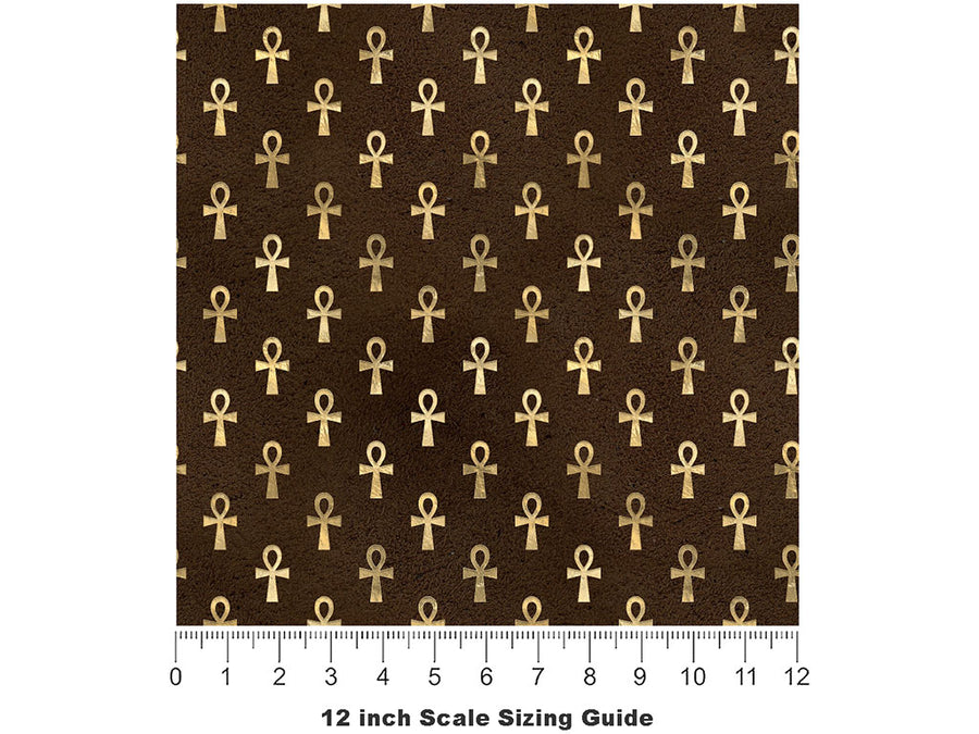 Golden Ankh Egyptian Vinyl Film Pattern Size 12 inch Scale~Rwraps Golden Ankh Egyptian Sizing Chart~2