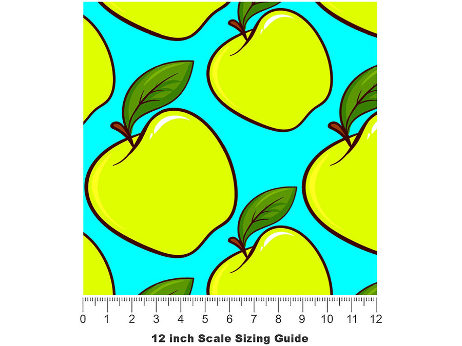 Golden Delicious Fruit Vinyl Film Pattern Size 12 inch Scale~Rwraps Golden Delicious Fruit Sizing Chart~2
