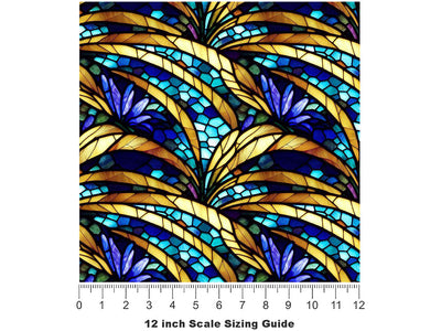 Golden Growth Stained Glass Vinyl Film Pattern Size 12 inch Scale~Rwraps Golden Growth Stained Glass Sizing Chart~2