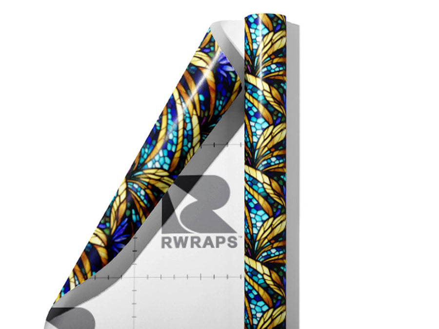 Golden Growth Stained Glass Wrap Film Sheets~Rwraps Series 914 Golden Growth Stained Glass Scrolled Sheet~3