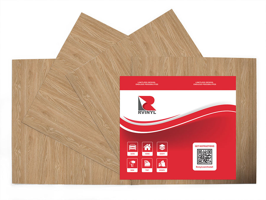 golden oak wood grain Craft Vinyl Sheet Pack
