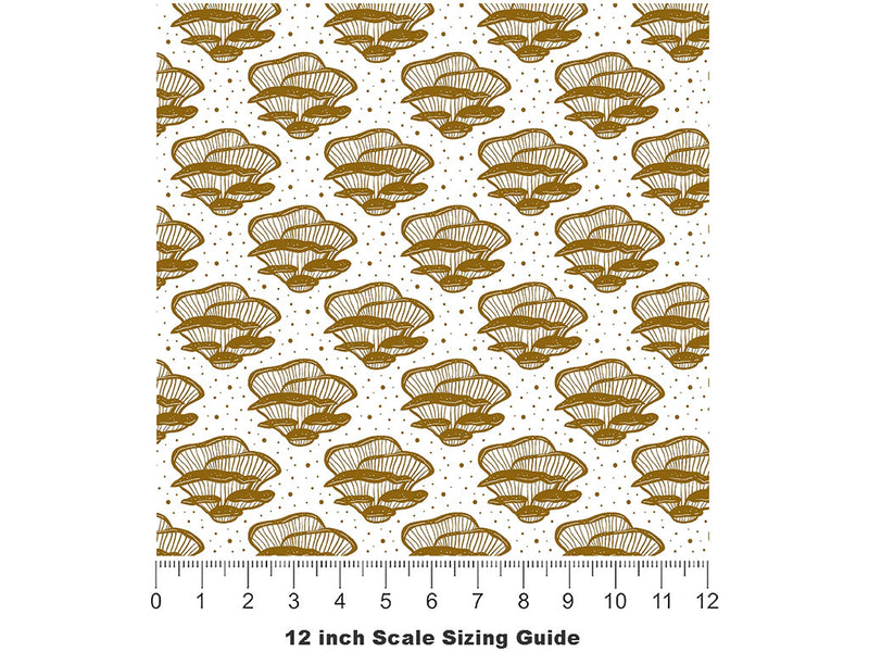 Golden Pleurotaceae Mushroom Vinyl Film Pattern Size 12 inch Scale~Rwraps Golden Pleurotaceae Mushroom Sizing Chart~2