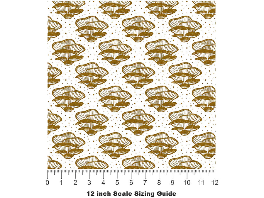 Golden Pleurotaceae Mushroom Vinyl Film Pattern Size 12 inch Scale~Rwraps Golden Pleurotaceae Mushroom Sizing Chart~2