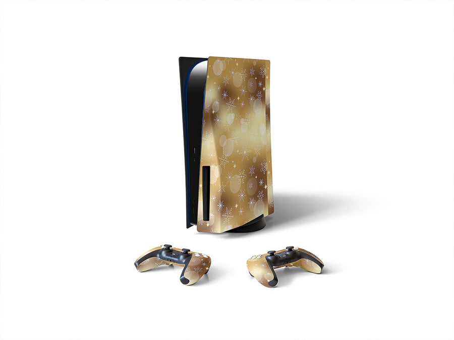 golden snow bokeh Sony PS5 DIY Skin