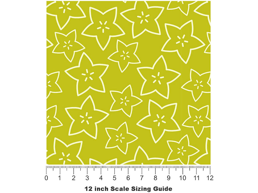 Golden Star Fruit Vinyl Film Pattern Size 12 inch Scale~Rwraps Golden Star Fruit Sizing Chart~2