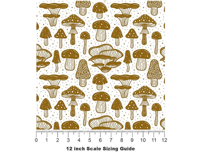 Golden Stems Mushroom Vinyl Film Pattern Size 12 inch Scale~Rwraps Golden Stems Mushroom Sizing Chart~2