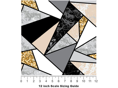 Golden Triangles Tile Vinyl Film Pattern Size 12 inch Scale~Rwraps Golden Triangles Tile Sizing Chart~3