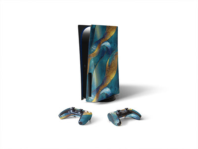 golden veins water Sony PS5 DIY Skin