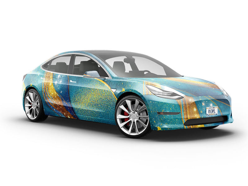 Golden Veins Water Vehicle Vinyl Wrap