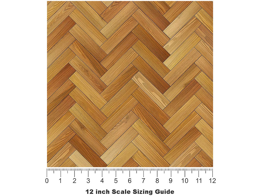 Golden Wheat Wooden Parquet Vinyl Film Pattern Size 12 inch Scale~Rwraps Golden Wheat Wooden Parquet Sizing Chart~3