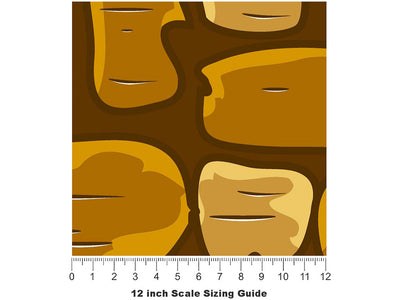 Goldenrod  Brick Vinyl Film Pattern Size 12 inch Scale~Rwraps Goldenrod  Brick Sizing Chart~3