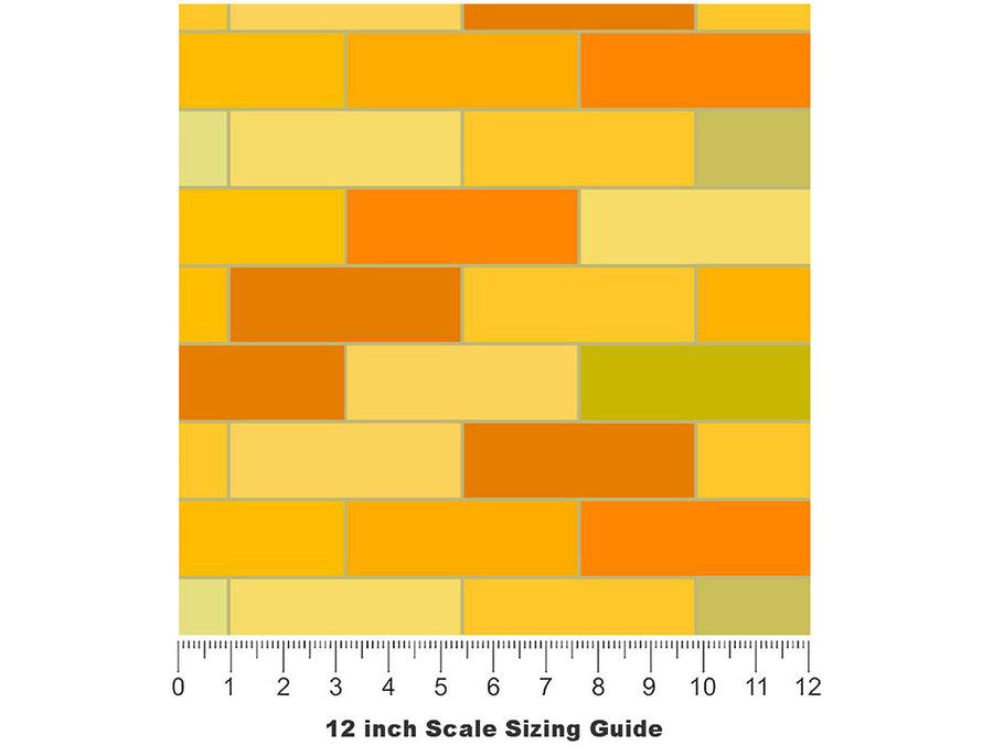 Goldenrod  Brick Vinyl Film Pattern Size 12 inch Scale~Rwraps Goldenrod  Brick Sizing Chart~3