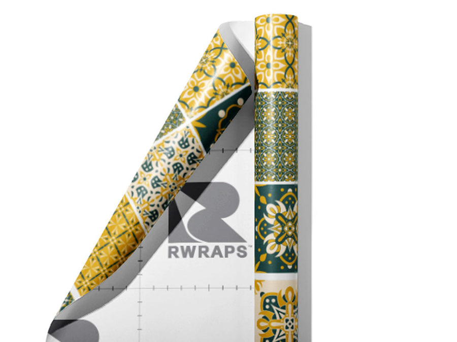 Goldenrod Tile Wrap Film Sheets~Rwraps Series 914 Goldenrod Tile Scrolled Sheet~4