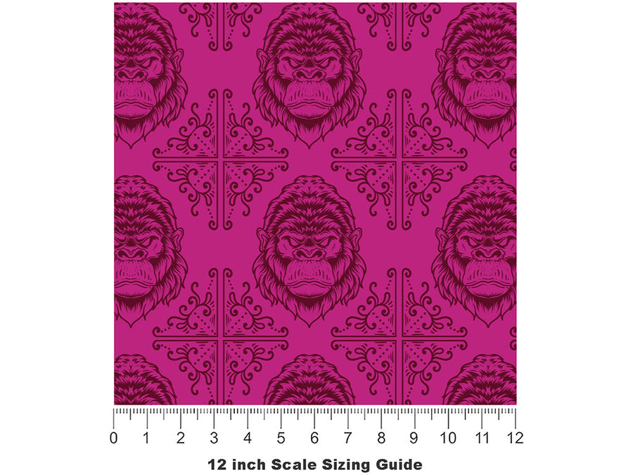 Gorilla Head Pink Primate Vinyl Film Pattern Size 12 inch Scale~Rwraps Gorilla Head Pink Primate Sizing Chart~2