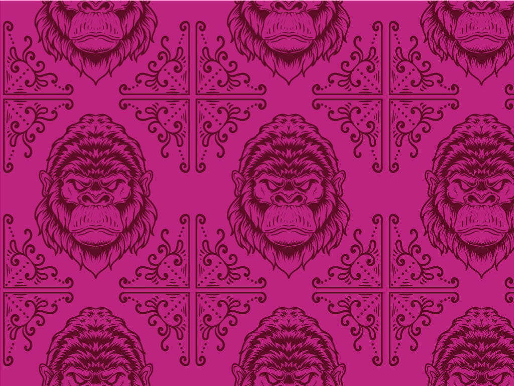Rwraps™ Gorilla Head Pink Ape Vinyl Wrap | Primate Print Car Wrap
