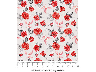Graceful Rose Floral Vinyl Film Pattern Size 12 inch Scale~Rwraps Graceful Rose Floral Sizing Chart~2