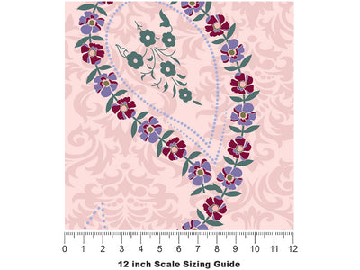 Gracious Flowers Paisley Vinyl Film Pattern Size 12 inch Scale~Rwraps Gracious Flowers Paisley Sizing Chart~2
