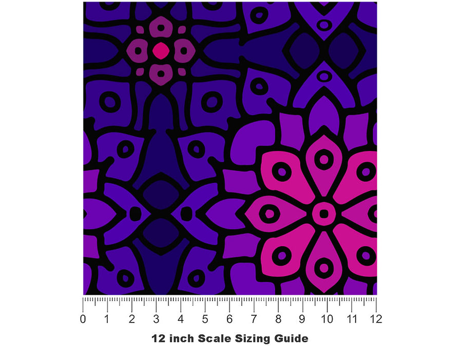 Gradient Lotus Art Deco Vinyl Film Pattern Size 12 inch Scale~Rwraps Gradient Lotus Art Deco Sizing Chart~2