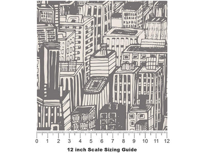 Gray Downtown Cityscape Vinyl Film Pattern Size 12 inch Scale~Rwraps Gray Downtown Cityscape Sizing Chart~3