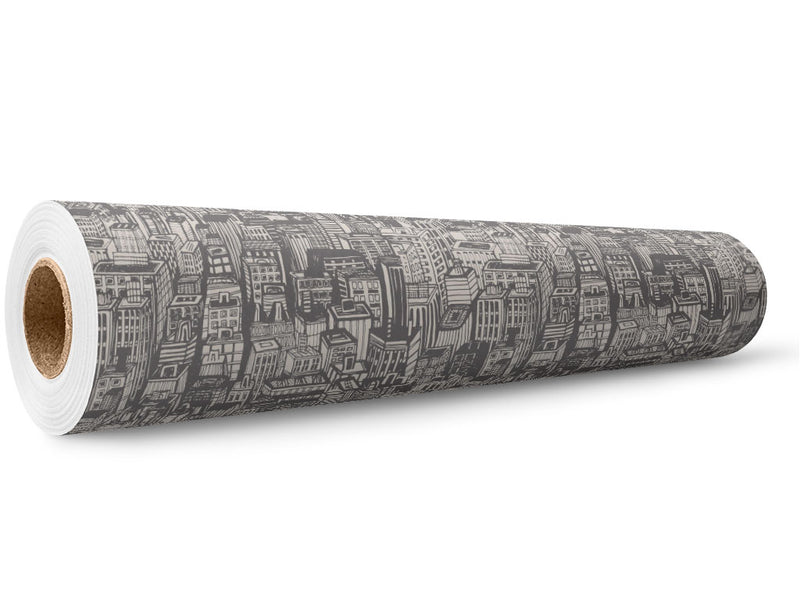 Gray Downtown Cityscape Wrap Film Wholesale Roll~Rwraps Series 914 Digitally Printed Vinyl Roll~5