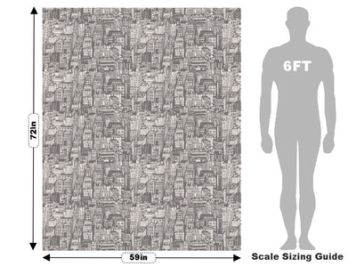 Gray Downtown Cityscape Vehicle Wrap Scale~Rwraps Series 914 Gray Downtown Cityscape Measurements~2