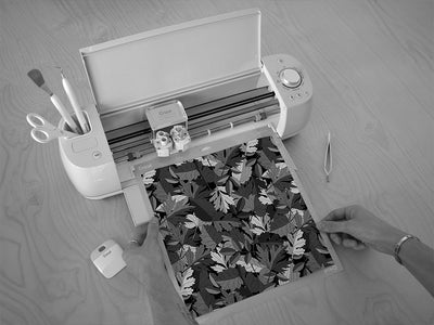 gray leaf floral Cricut Compatible Vinyl