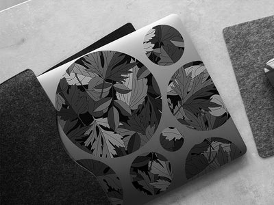 gray leaf floral DIY Laptop Stickers