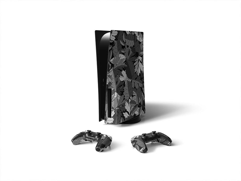 gray leaf floral Sony PS5 DIY Skin