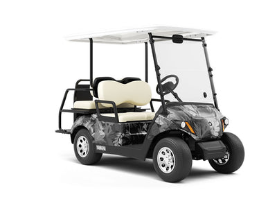 Gray Leaf Floral Wrapped Golf Cart