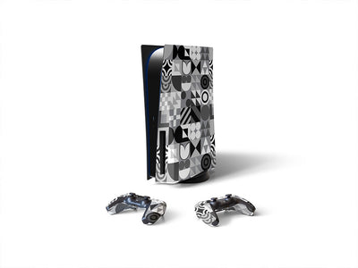 grayscale abstraction mosaic Sony PS5 DIY Skin
