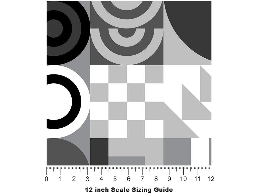 Grayscale Abstraction Mosaic Vinyl Film Pattern Size 12 inch Scale~Rwraps Grayscale Abstraction Mosaic Sizing Chart~2
