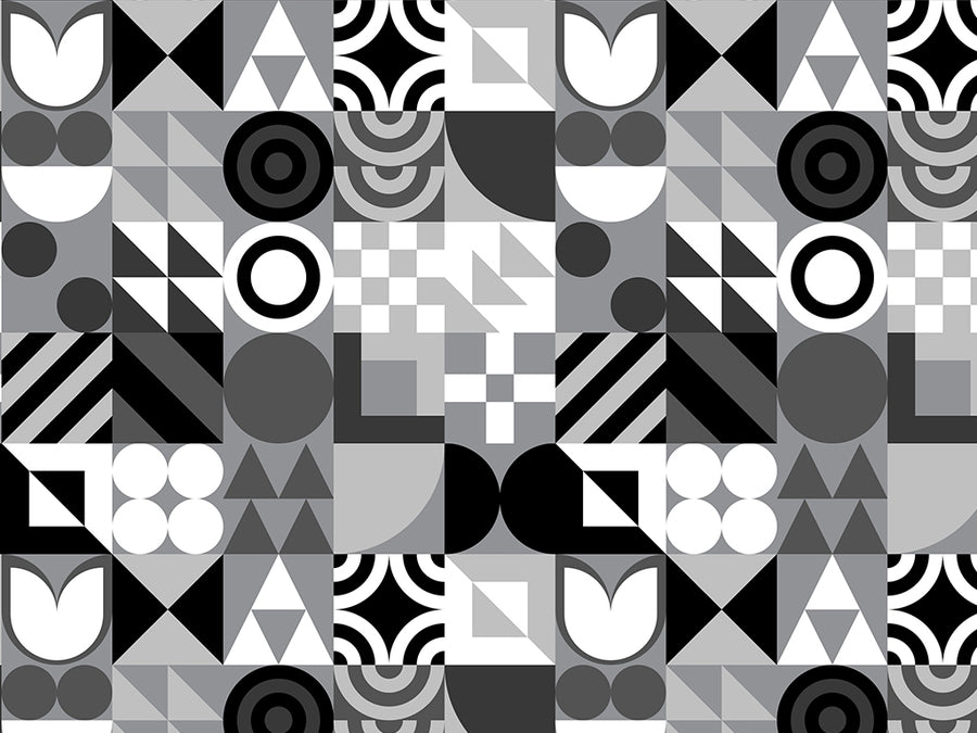Grayscale Abstraction Mosaic Vinyl Wrap Pattern~Rwraps Series 914 Digitally Printed Vinyl Wrap~0