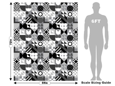 Grayscale Abstraction Mosaic Vehicle Wrap Scale~Rwraps Series 914 Grayscale Abstraction Mosaic Measurements~1