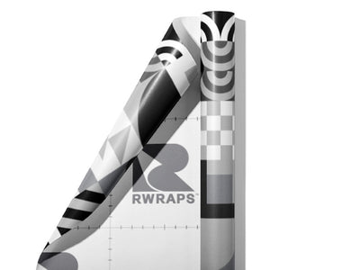 Grayscale Abstraction Mosaic Wrap Film Sheets~Rwraps Series 914 Grayscale Abstraction Mosaic Scrolled Sheet~3