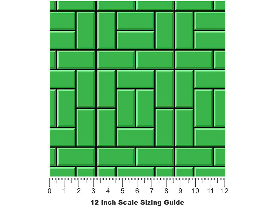 Green  Brick Vinyl Film Pattern Size 12 inch Scale~Rwraps Green  Brick Sizing Chart~3