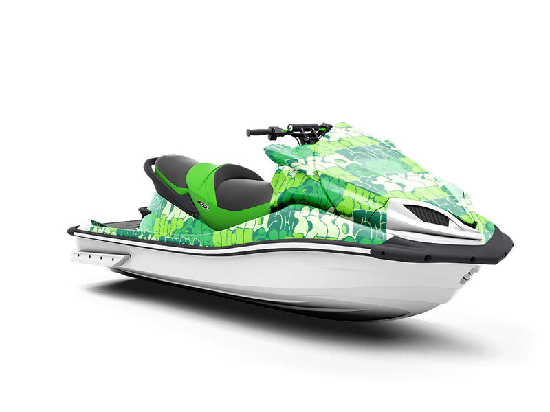 Green Bubbled Graffiti Jet Ski Vinyl Customized Wrap