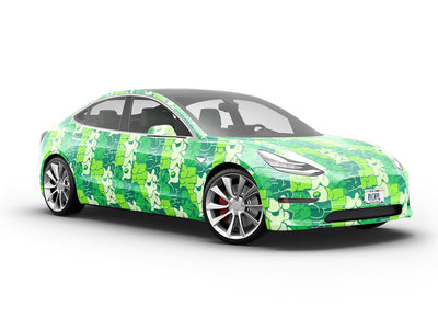 Green Bubbled Graffiti Vehicle Vinyl Wrap