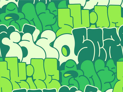 Green Bubbled Graffiti Vinyl Wrap Pattern~Rwraps Series 914 Digitally Printed Vinyl Wrap~0