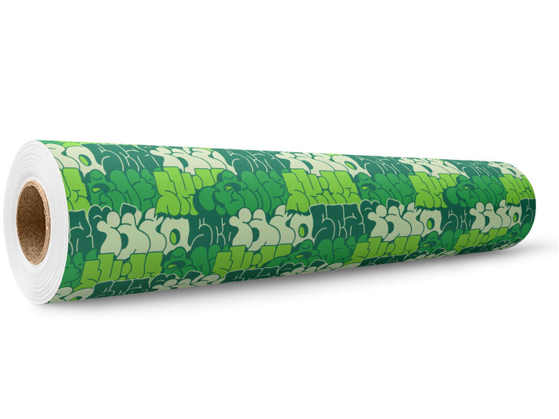Green Bubbled Graffiti Wrap Film Wholesale Roll~Rwraps Series 914 Digitally Printed Vinyl Roll~5