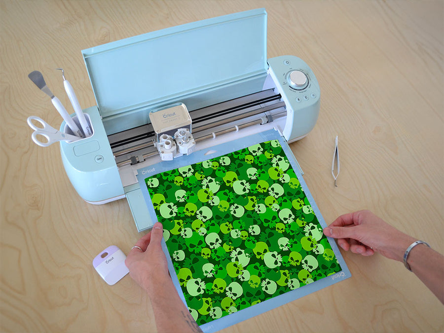 green calvaria skull and bones Cricut Compatible Vinyl